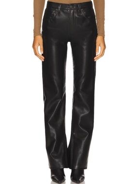 Agolde Black Straight Leg Faux Leather Pants